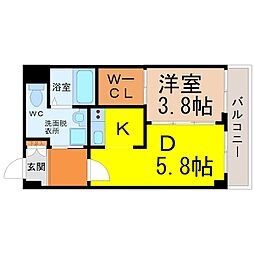 KDX千早レジデンス 1DKの間取図画像