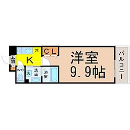 リシュドール鶴舞公園 1Kの間取図画像