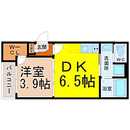 ハーモニーテラス高須賀町2 1DKの間取図画像