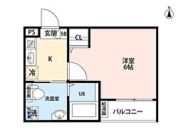 CRASTINE名楽町 1Kの間取図画像