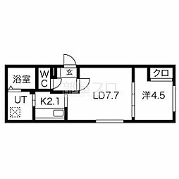 ブラウンスパンカー 3階1LDKの間取り