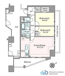 レーベン川口元郷タワー&レジデンス 2LDKの間取図画像