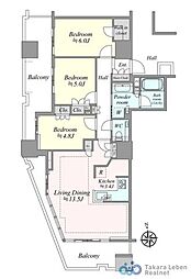 クレヴィアタワー大井町ザレジデンス 3LDKの間取図画像
