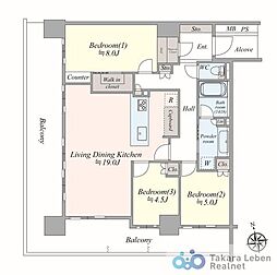 ノブレスあすと長町 3LDKの間取図画像