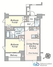 ピアース東京グレイスタワー 2LDKの間取図画像