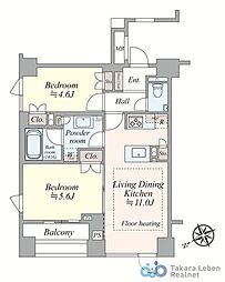 ピアース東京グレイスタワー 2LDKの間取図画像