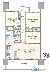 レーベンハイム緑ヶ丘エアーズ 3LDKの間取図画像