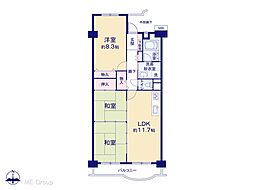 新松戸ファミールハイツ6号棟 3LDKの間取図画像