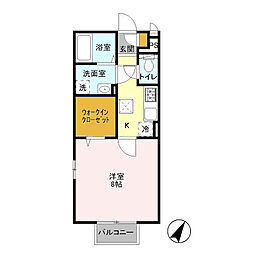 リトルアイランド2 1Kの間取図画像