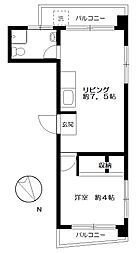 キャッスルたてはる 1DKの間取図画像