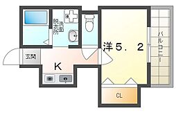 第5高橋ハイツ 1Kの間取図画像