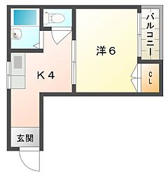 ニューハイツ桜パート3 1Kの間取図画像