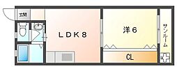 岡林ビル 1LDKの間取図画像