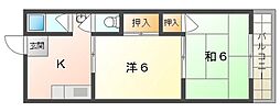 昌人ハイツ 2Kの間取図画像