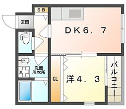 アーリーズ大宮通 1階1DKの間取り