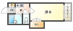 シャルマン河原 1Kの間取図画像