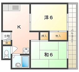 澤仁ハイツ 2Kの間取図画像