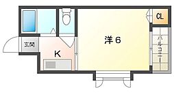 ハイツオークス 1Kの間取図画像