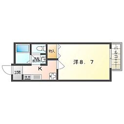 メゾンドボヌールB棟 1Kの間取図画像