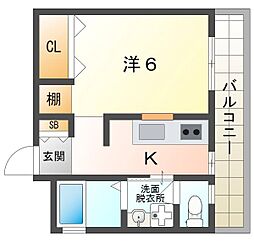 JPアパートメント守口 1Kの間取図画像