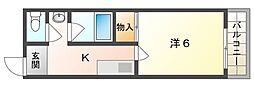 オスカー柳町 1Kの間取図画像