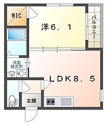 フジパレス大和田I番館 1LDKの間取図画像