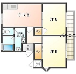 ロイヤルワールド'88 2DKの間取図画像