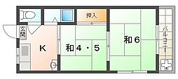WESTヒルズ御堂 2Kの間取図画像