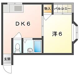 エクセル古川橋 1DKの間取図画像