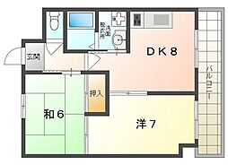 ウィンドヒル守口 2DKの間取図画像