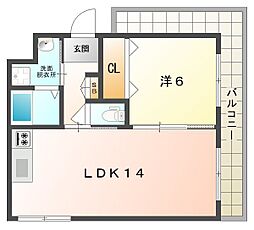 リッツ五月田 1LDKの間取図画像