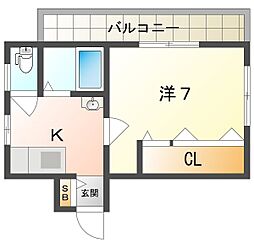 グランビア寺内 1Kの間取図画像
