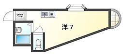 紅屋町グリーンハイツ ワンルームの間取図画像