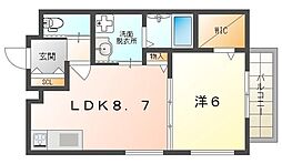 レユシール柳田 1LDKの間取図画像