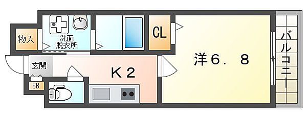 グリシーナI ｜大阪府寝屋川市高宮栄町(賃貸アパート1K・2階・25.25㎡)の写真 その2