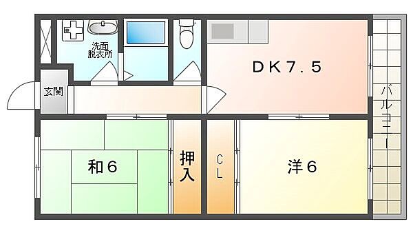 メモリー近藤 ｜大阪府四條畷市岡山５丁目(賃貸マンション2DK・2階・48.47㎡)の写真 その2