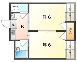 ピュアスモトC棟 2Kの間取図画像
