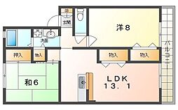 ミモザ3番館 2LDKの間取図画像