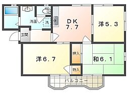 フレグランス若葉 3DKの間取図画像