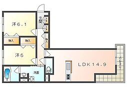 Reve 2LDKの間取図画像