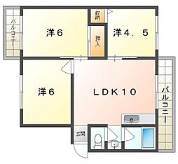 神田ハイツ 3LDKの間取図画像