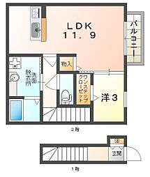 シャルマンドムス 1LDKの間取図画像