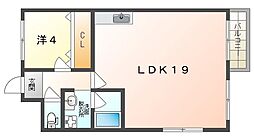 マンションウエストプラザ 1LDKの間取図画像
