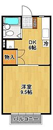 アミューズハイツ 1DKの間取図画像