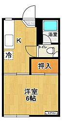 第1クニマコーポ 1Kの間取図画像
