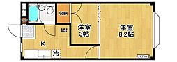ドエル富田 2Kの間取図画像