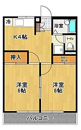 メゾン・オア・ドゥ 2Kの間取図画像