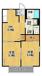 コーポマルナカB 2DKの間取図画像