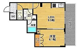 コンフィアル赤木 1LDKの間取図画像