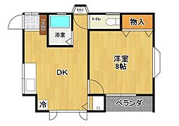 シャインコーポレイティブハウス1 1DKの間取図画像